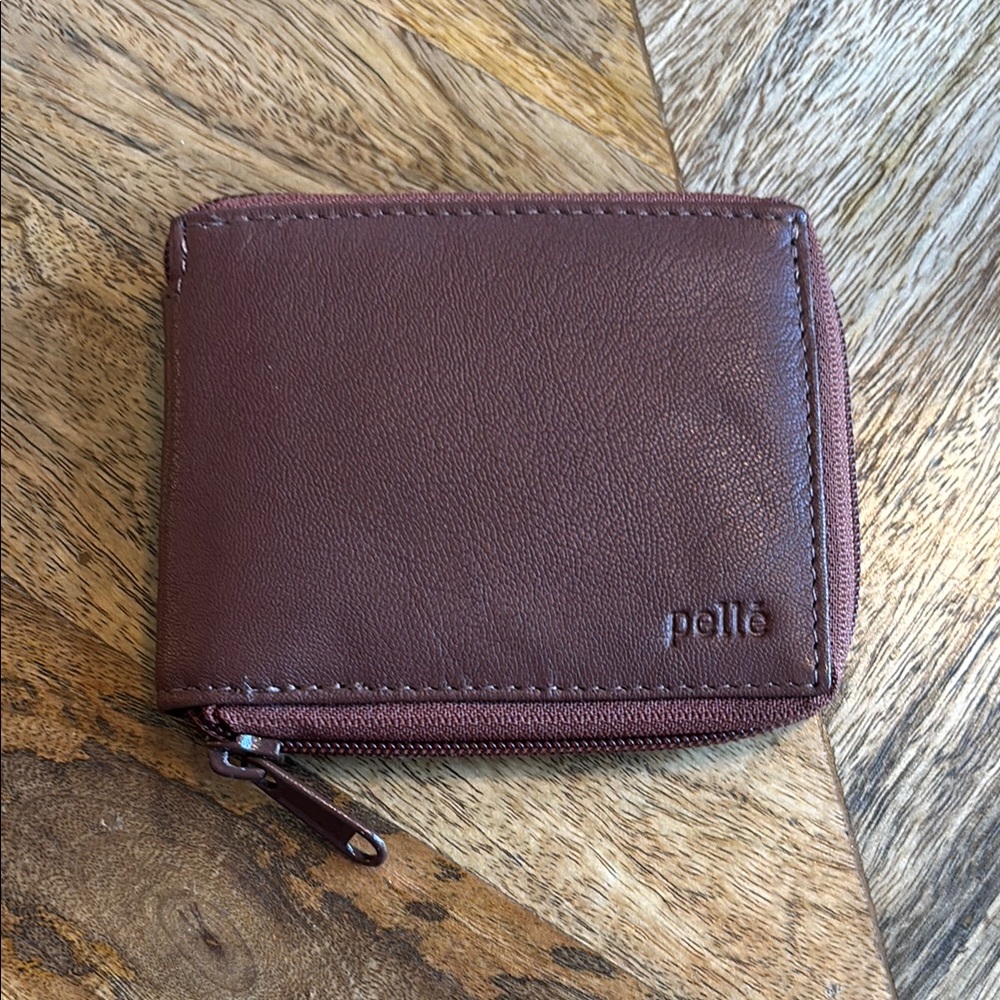 Brown Leather Zippered Wallet